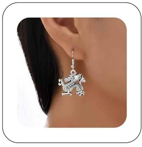 Dervivea Gothic Dragon Dangle Ohrringe Silber Dragon Drop Ohrringe Antike Drachen Ohrringe Metall Silber Tier Ohrringe Drachen Ohrringe Statement Ohrringe Schmuck Für Frauen Und Mädchen