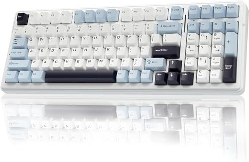 AULA F99 Pro Wireless Gaming Keyboard,Tri-mode Mechanical Keyboard Wireless with Control Knob,Side Engraved,RGB Backlight,Pre-lubed Linear Switches,Hot Swappable Custom Keyboards (Blue&White)