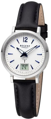 REGENT Damen Armbanduhr Analog-Digital Lederarmband schwarz URFR284 Analoguhr