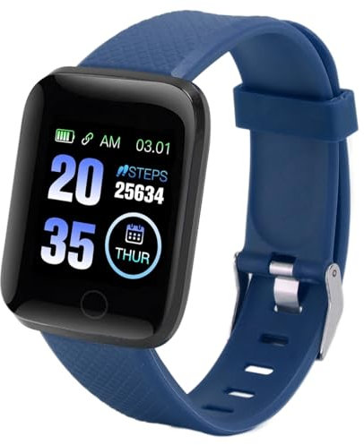 Tangxi Smartwatch für IOS 9.0 Android 5.0, 1,3 Zoll, IP67, Wasserdicht, Stilvoll, Sportliche Uhren für Männer und Frauen, Multifunktionale Smartwatch Unterstützt Schrittzählung (Blue)