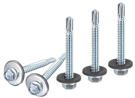 DTGN #12x2 Tornillos Autoperforantes Con Cabeza Hexagonal Y Arandela De EPDM - Paquete De 25 - Ideal Para Metal - Tornillos Autoperforantes De Acero Al Carbono Con Arandela De Goma