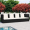 Hommdiy Garten-Sofabett mit Kissen Gartensofa Gartenmöbel Gartenliege Loungebett Outdoor Tagesbett Sofa Garten Schlafsofa Sofa Poly Rattan Schwarz und Weiß