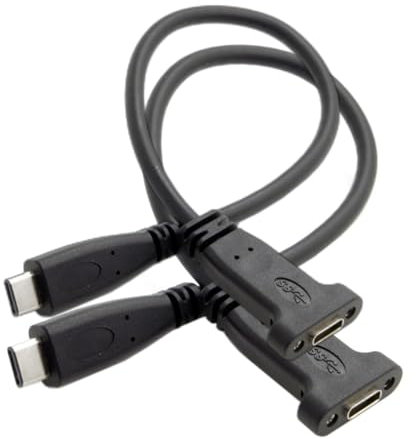 chenyang 2 Pack USB C Verlängerungskabel USB 3.1 Gen2 10Gbit/s Stecker auf Buchse Schnelllade Datenübertragungs Verlängerungskabel mit Loch für die Panelmontage 0,2m