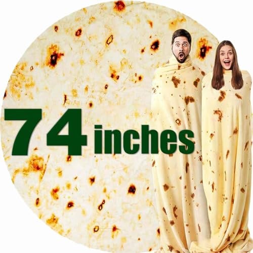 Burrito Tortilla-Decke, 188 cm, weißer Elefant, Geschenke für Erwachsene, nützliche Taco-Überwurfdecken, für Männer, Party, Coole Sachen, Neuheit, Gag, weiches Fleece-Wickeltuch