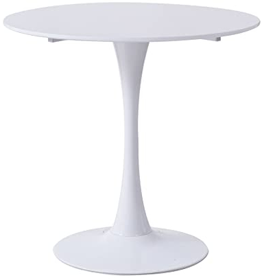 DEYARNA HOME Runder Esstisch, Durchmesser 80cm, Tulip Runder Küchentisch, Mid-Century Freizeittisch für Esszimmer, Wohnzimmer, Cafe, Büro, 80cm*80cm*75cm (Weiß)