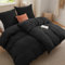 BEDSURE Bettwäsche 135x200 4teilig Bettbezug - Weiche Baumwollähnlich Bettwäsche-Set 135 x 200 cm 2er Set mit 2 Kissenbezüge 80x80 cm, ÖKO-TEX Deckenbezug Bedding Schwarz mit Reißverschluss