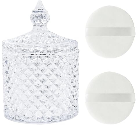 2 Pieces Body Powder Puff and Container Dish