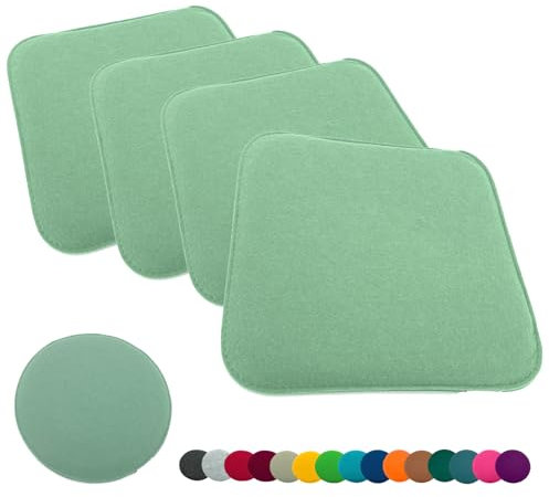 heimtexland ® 4er Pack Sitzkissen Filz Stuhlkissen Bodenkissen Polster Stuhlauflage Indoor Outdoor Kissen eckig Typ631 Filzkissen Mint 35x35 cm 4 Stück