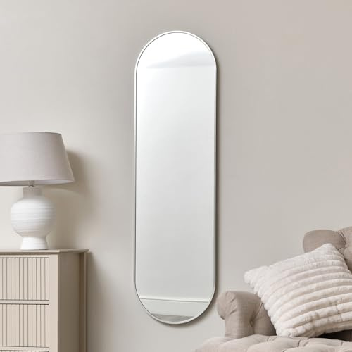 Melody Maison Silver Oval Framed Wall Mirror 140cm x 40cm