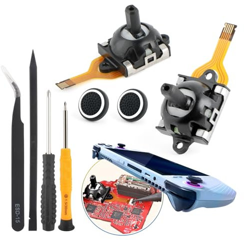 Joysticks für Asus ROG Ally RC71L Joystick, Ersatz für GPD Win3 Windows 10, 3D-Sensor-Modul, Daumenstick, Handkonsole, Zubehör, Teile mit Reparaturwerkzeugen, 2 Stück