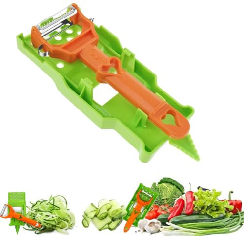 DJSDN Julienne & Vegetable Peeler Kit – Multi Peeler for Potato, Cucumber, Apple, and Lemon, Stainless Steel Blade, Includes Spiralizer and Lemon Juicer(1pcs)