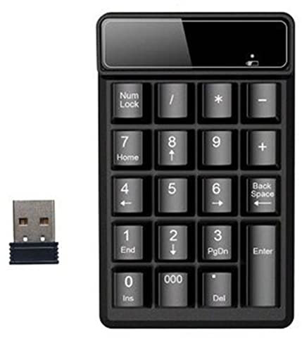 Joskeijky Teclado sin 2,4 GHz Mini Teclado Digital USB Receptor de Teclado Digital para Ordenador Portátil de Contabilidad (A)