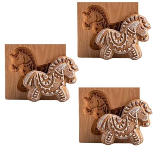 Okeeyseda Molde de Madera para Galletas, Molde en Relieve, Molde para Galletas de Animales de Madera Tallado en 3D,