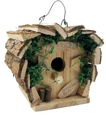 3 PAGEN® Deko Vogelhaus zum Aufhängen, Nistkasten aus Holz für Wildvogel, Brutkasten & Nisthilfe aus Massivholz, mit Drahtaufhänger, stabil und standfest, auch zum Aufstellen, 17 x 15 x 17 cm