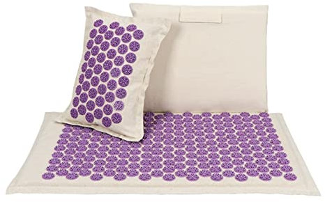 SHUAICJ Massagekissen Akupunktur-Matte Acupressur Matte Set Massagegerät Kissen Massage Yoga MA Lindert Stress Back Hals Ikias Schmerz Entspannung Massagekissen(Purple)