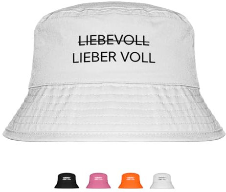 Prozente Momente Lieber Voll – Lustiger Fischerhut für JGA, Mallorca & Party – Anglerhut für Männer & Frauen – Festival Sommerhut (Weiß)