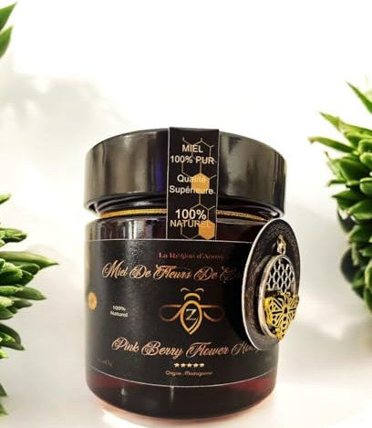 Miel de Fleurs de Baies Roses - 300g | 100% Naturel | Récolté au Sud de Madagascar | Saveur Fruitée & Poivrée | Sans Additifs ni Conservateurs