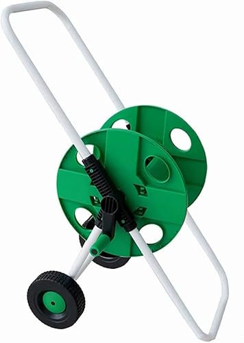VIXARKO Tragbare Schlauchtrommel, Halter für Gartenschlauchtrommelwagen, Metallwagen zum Bepflanzen im Freien mit 2 Rädern für Hof, Rasen, Bauernhof und Terrasse, fasst 50 m 1/2-Zoll-Schlauch