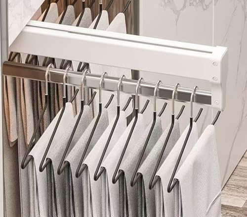 BLUEZY Hosenhalter Für Kleiderschrank Ausziehbare Kleiderstange Herausziehen Der Kleiderbügel, Schrank Organizer Kleiderschrank Hosenbügel Hosen Auszug Für Kleiderschrank Platzsparend B,35cm