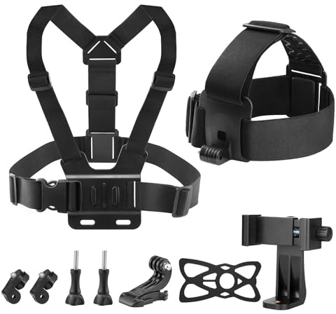 GeeKam Chest Harness Head Strap Cell Phone Clip Kit for POV, VLOG, Compatible for iPhone, Samaung, GoPro Hero, Insta360, AKASO, DJI Osmo, SJCAM and other Action Cameras