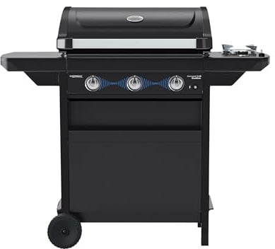 Campingaz Barbecue a Gas Compact 3 LS Dualgas con fornello Laterale | 7,5 kW | Carrello Grill a Gas con 3 bruciatori | Sistema a Doppia Alimentazione: Gas Naturale e GPL | Coperchio con termometro
