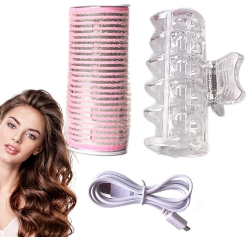 Bigoudis - 3,34 pouces - Bigoudis en céramique ABS - Chauffé par USB | Auto-adhésif pour des réparations rapides - Volume de franges - Bangs coréens - les types de cheveux