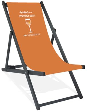 Aluminiumliegestuhl, Schwarz, Motiv Hallöchen Aperölchen, Wunschtext