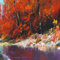 Eurographics Autumn Forest River 30x30 Leinwandbild, Stoff, rot, K-DC6164