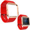 Maucoray Uhrenarmband mit Edelstahlrahmen Kompatibel für Fitbit Blaze Smartwatch, Silikonarmband Ersatzzubehör Verstellbares Armband (rot)