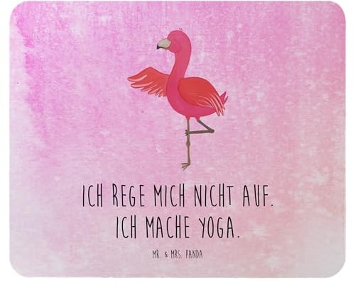 Mr. & Mrs. Panda Mousepad Flamingo Yoga - Geschenk, Mouse Pad, Rosa, Meditieren, pc mauspad, mausteppich, Yogi, mousematte, Vogel, Baum, Achtsamkeit