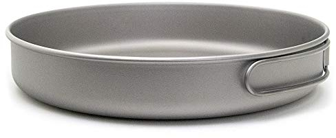 Lixada Ultralight Titanium Frypan Outdoor Camping Hiking Picnic Cooking Frying Pan 1000ML with Folding Handle