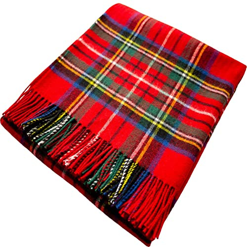 100% Lammwolle Karierte Warme und Weiche Decke Werfen Schottisch Tartan Royal Stewart Reisedecke Plaid Picknick Teppich