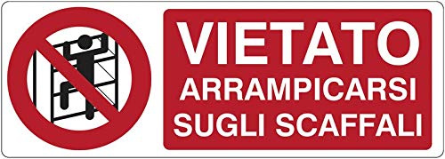 Cartellonistica Schild Aluminium ISO 7010 cm 35x12,5 - Klettern auf Regalböden