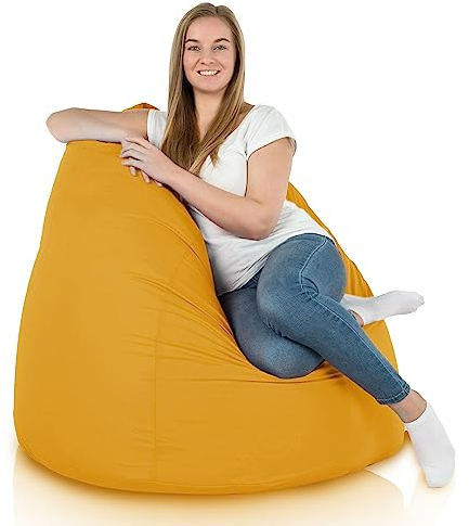 Italpouf Sitzsack XXL, Riesensitzsack, Sitzkissen, Indoor & Outdoor, Große, Sessel für Kinder und Erwachsene, EPS Perlen Füllung, Abnehmbarer Bezug, Wasserdicht, Zertifiziert, Gelb