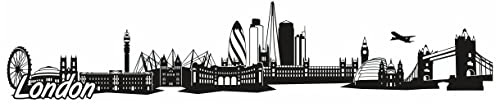 Samunshi® London Skyline Wandtattoo Sticker Aufkleber Wandaufkleber City Gedruckt London 120x25cm schwarz