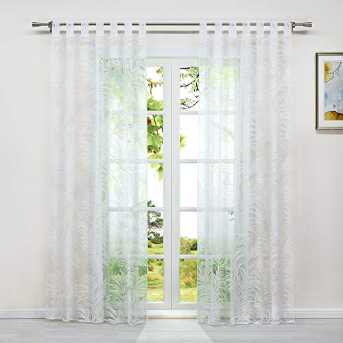 HeichkelL Voile Transparenter Vorhang »Laha« Schlaufenschal mit floralem Ausbrenner Design 1 Stück Weiße Ausbrenner Gardinen mit Schlaufen Dekoschals BxH 140x225cm