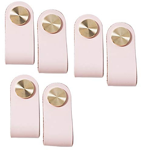ZYCSKTL Schublade Knauf Leichte Luxus Garderobe Messingknöpfe, Schrank Schublade Ledergriff zieht, Haltegriffe einstellen (Color : Pink, Size : 2.6 * 6 cm)