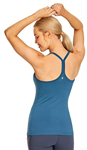 CRZ YOGA Damen Sport Tank Top Racerback Ärmelloses Shirt Sommer Leichte Yoga Tops Elastische Fitness Oberteile Petrol Blue 38