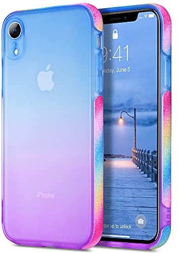 ULAK Compatible with iPhone XR Case for Girls Purple, Stylish Phone Case Women Kids Bling Designed Sparkle Soft TPU Back Cover Case for iPhone XR 6.1 inch(Purple)
