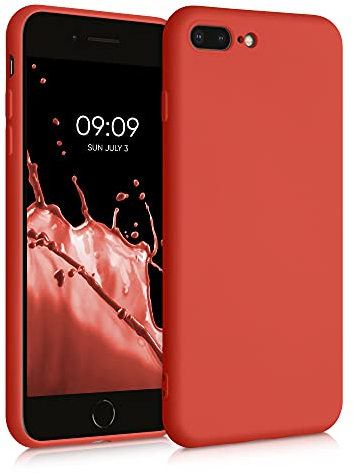 kwmobile Case Compatible with Apple iPhone 7 Plus/iPhone 8 Plus Case - Slim Protective TPU Silicone Phone Cover - Tangerine Orange
