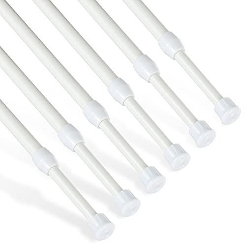 6 Stück Teleskopstange, Goowin 40-70cm Spannstange ohne bohren, rostfreie Feder, verstellbare Spannstange für Schrank, Küche, Schrank, Kleiderschrank, Bücherregal (weiß)