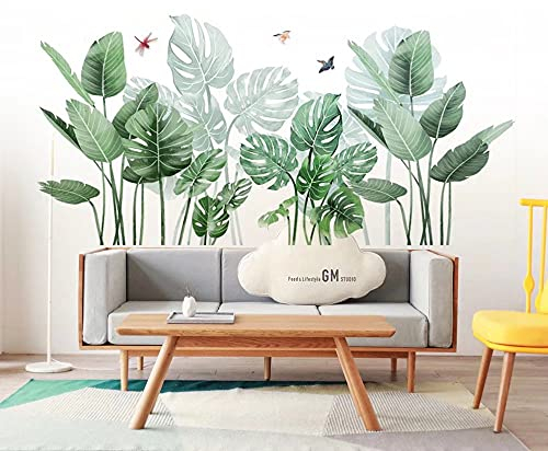 Wandtattoo Tropische Pflanzen Abnehmbare Wasserdicht Blätter Garten WandSticker DIY Topfpflanze Blätter Grün Gräser Wanddeko Für Kinderzimmer Wohnzimmer Schlafzimmer Flur Sofa Hintergrund