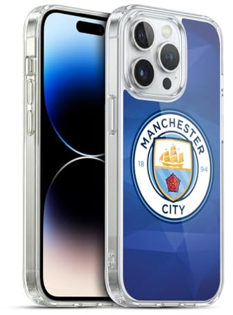 Head Case Designs Officially Licensed Manchester City Man City FC Obsidian Full Colour Badge Geometric Soft Gel Case Compatible With Apple iPhone 13 Pro