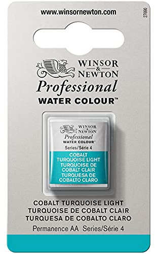 Winsor & Newton Aquarelle Professionnel - Peinture Aquarelle, Haute Luminosité, Résistante à la Lumière, Qualité Archive, Demi Godet, Couleur Turquoise de Cobalt Clair ROW