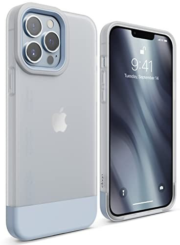 elago Glide Custodia Cover Compatibile con iPhone 13 Pro Max Case (6.7), Cover Protettiva in TPU Sottile, Protezione Fotocamera, Antigraffio, Design Semplice e Unico (Trasparente Opaco/Azzurro)