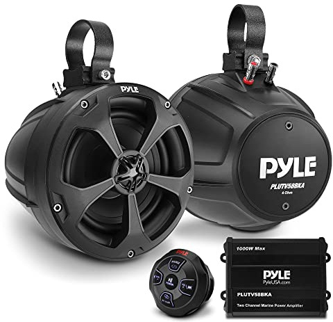 Pyle 5.25'' Water Resistant Marine Speaker - 1000 Watt Amplifier + Wireless BT Audio Controller, Applicable To ATV, UTV, 4x4, Wired RCA, for Boat Stereo Speaker & Other Watercraft