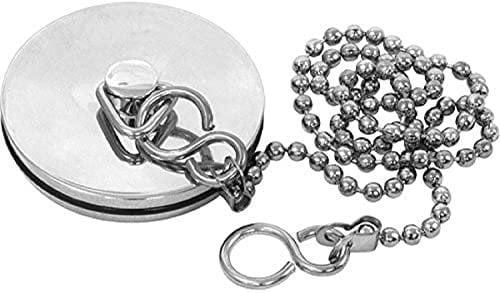 Tapón cromado para fregadero con cadena para cocina o baño, 45 mm, tipo bola y cadena en forma de S de acero inoxidable, 450 mm, 5 cm x 1,5 cm x 0,60 cm