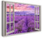 Printistico Bilder Fensterblick 120x80cm Baumwoll-Leinwand auf Keilrahmen mit Aufhänger moderner Kunstdruck XXL Wandbilder Wand-Dekoration Sonnenuntergang Blumen Feld Violet - Natur-Fotografie