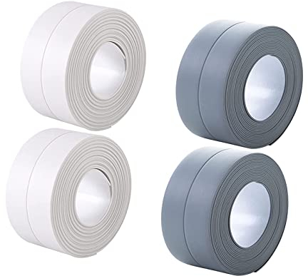 4 Rollen Dichtungsband Selbstklebend, Fugendichtungsband, Dichtungsband Dusche, PVC Dichtungsstreifen Wasserdicht Klebeband, Dichtungsband für Küche,Badezimmer, Toilette, Wandecke (38 mm x 3,2 m)