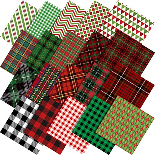 40 Blatt Weihnachtsmuster Papier Doppelseitig Rot Büffel Sammelalbum Spezialpapier 30,5 x 30,5 cm Xmas Scrapbook Papier Schwarz Plaid Dekoratives Bastelpapier für Kartenherstellung Scrapbooking, 20